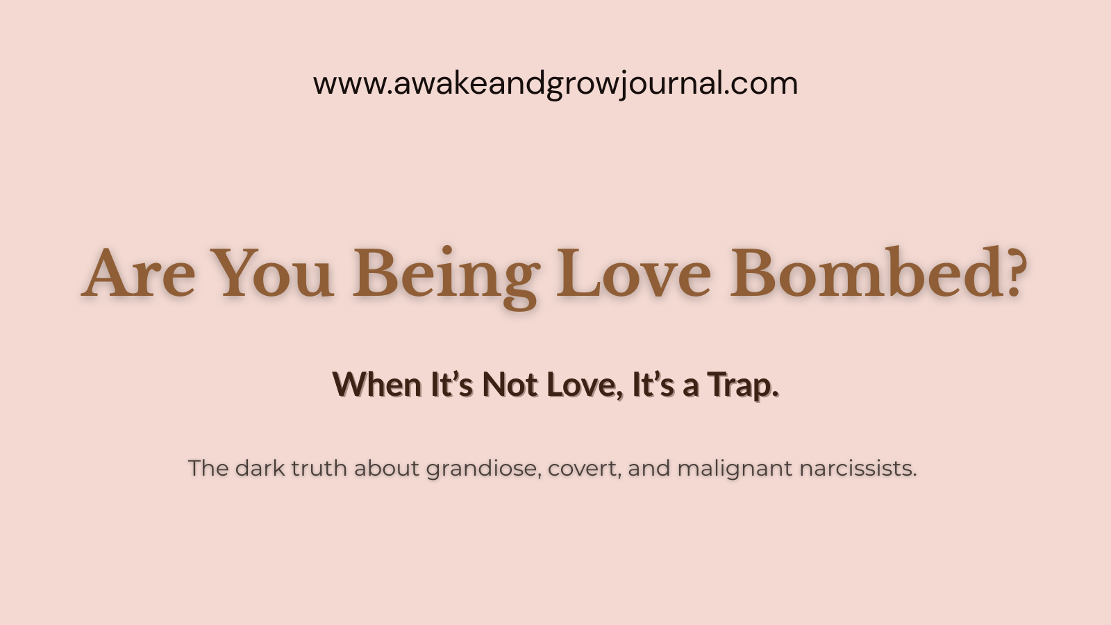 Slide image with the title ‘Are You Being Love Bombed?’ – narcissistic love bombing awareness blog post.